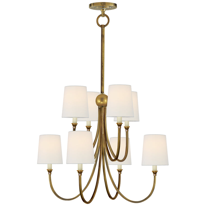 Visual Comfort Signature TOB 5010HAB-L Eight Light Chandelier, Hand-Rubbed Antique Brass