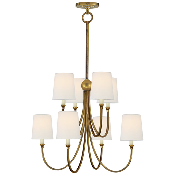 Visual Comfort Signature TOB 5010HAB-L Eight Light Chandelier, Hand-Rubbed Antique Brass