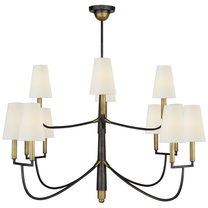 Visual Comfort Signature TOB 5017BZ/HAB-L 12 Light Chandelier, Bronze with Antique Brass