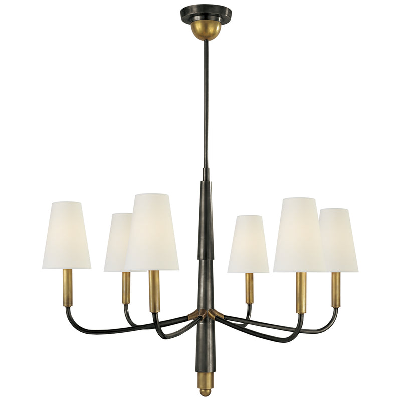 Visual Comfort Signature TOB 5018BZ/HAB-L Six Light Chandelier, Bronze with Antique Brass