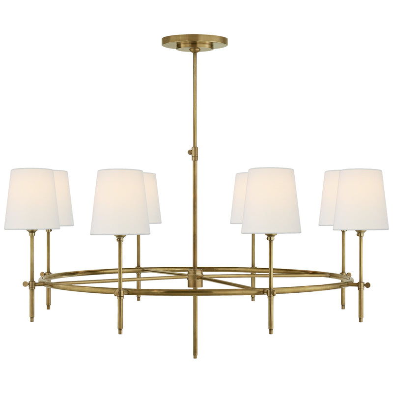 Visual Comfort Signature TOB 5024HAB-L Eight Light Chandelier, Hand-Rubbed Antique Brass
