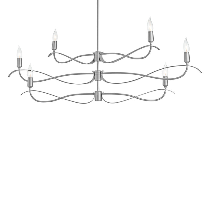 Hubbardton Forge 136350-SKT-MULT-82 Six Light Chandelier, Vintage Platinum