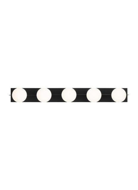 Visual Comfort Modern SLBA124B Five Light Bath Vanity, Matte Black