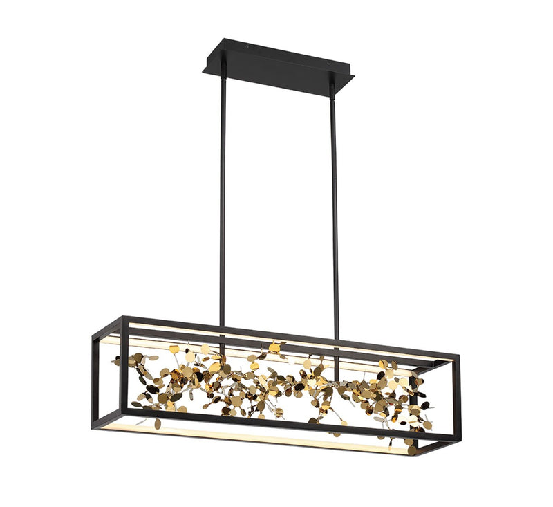 Lib & Co. 10107-02 LED Chandelier, Matte Black with Gold Accent