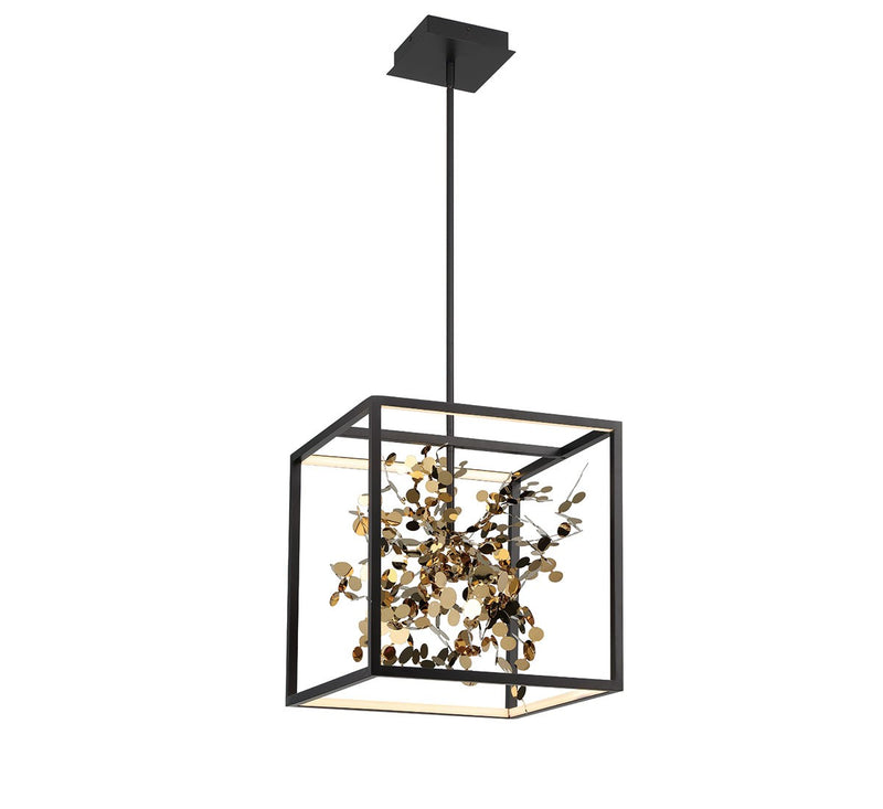 Lib & Co. 10108-02 LED Chandelier, Matte Black with Gold Accent