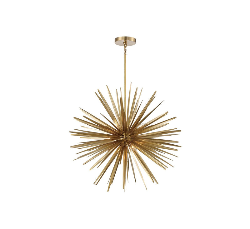 Lib & Co. 10128-05 Seven Light Chandelier, Soft Brass