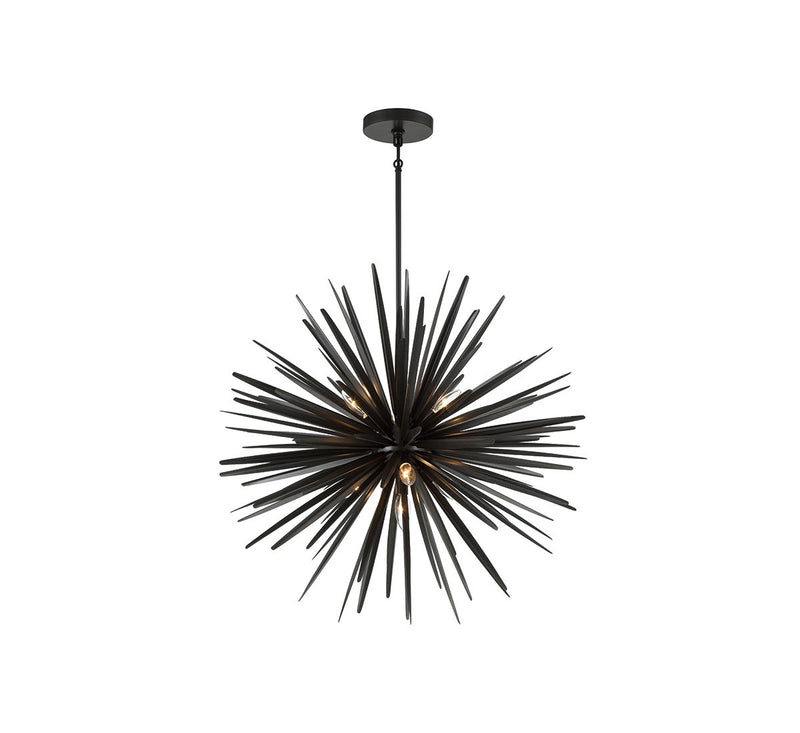 Lib & Co. 10128-06 Seven Light Chandelier, Metallic Black