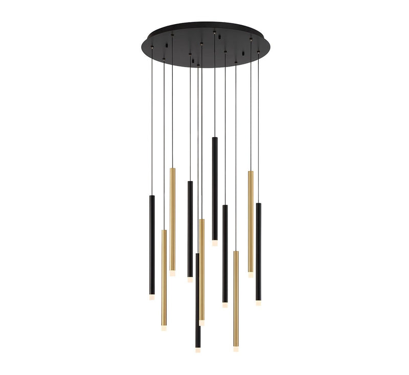 Lib & Co. 10143-023 LED Chandelier, Matte Black and Plated Brushed Gold