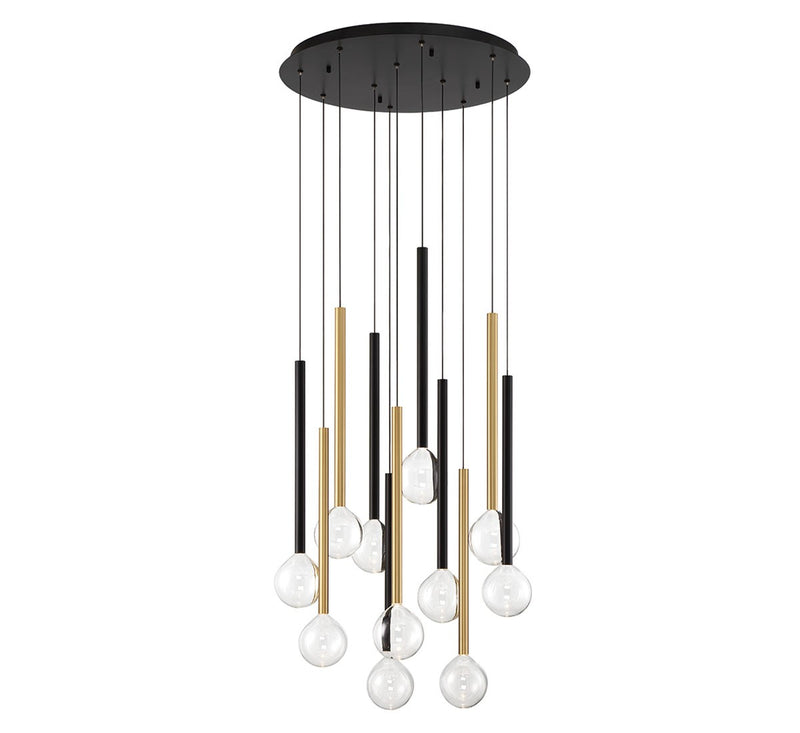 Lib & Co. 10144-023 LED Chandelier, Matte Black and Plated Brushed Gold