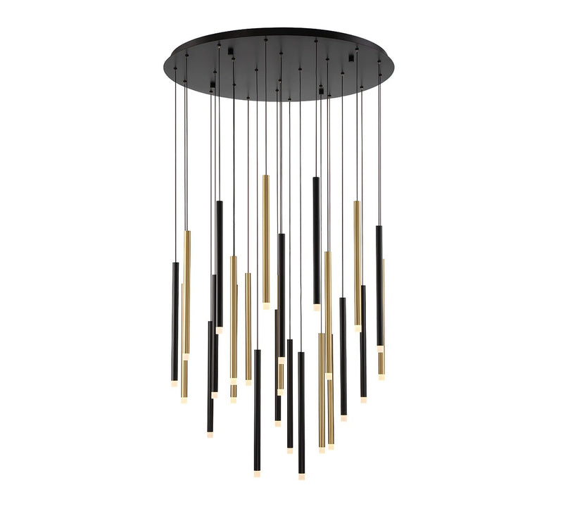 Lib & Co. 10145-023 LED Chandelier, Matte Black and Plated Brushed Gold