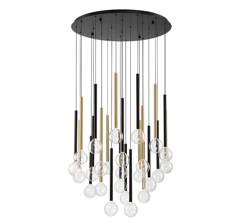 Lib & Co. 10146-023 LED Chandelier, Matte Black and Plated Brushed Gold