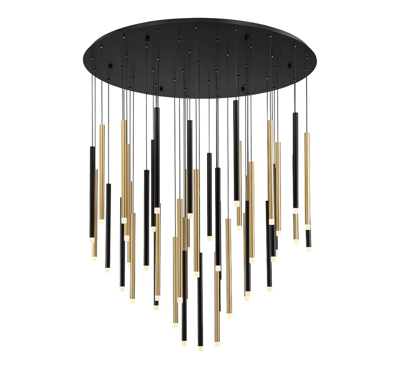 Lib & Co. 10147-023 LED Chandelier, Matte Black and Plated Brushed Gold