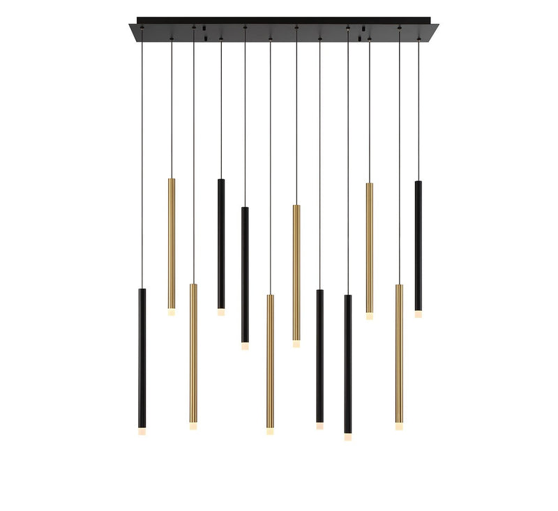 Lib & Co. 10149-023 LED Chandelier, Matte Black and Plated Brushed Gold