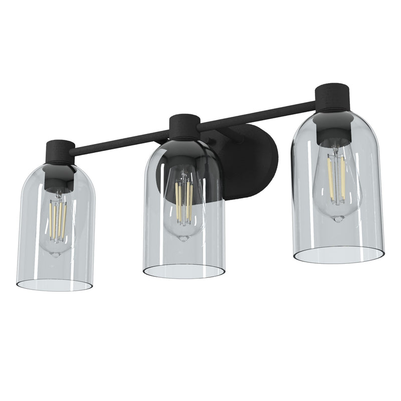 Hunter 19709 Three Light Bathroom Vanity, Natural Black Iron