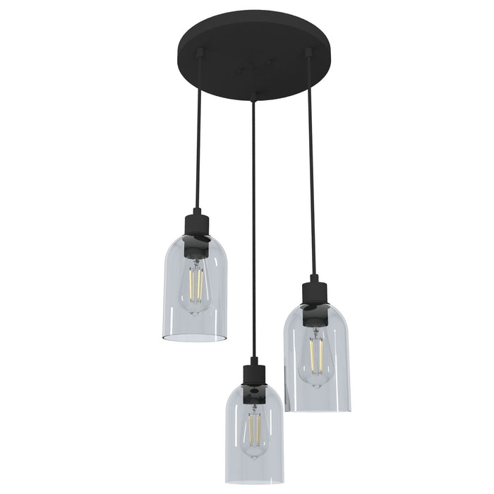 Hunter 19719 Three Light Cluster, Natural Black Iron