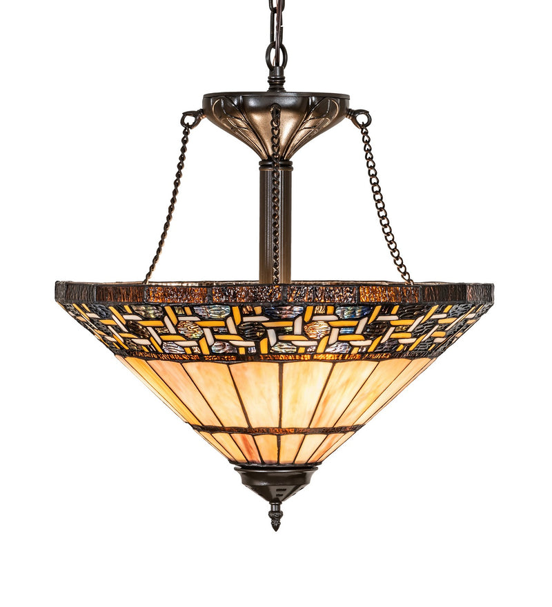 Meyda Tiffany 199070 Three Light Pendant, Mahogany Bronze