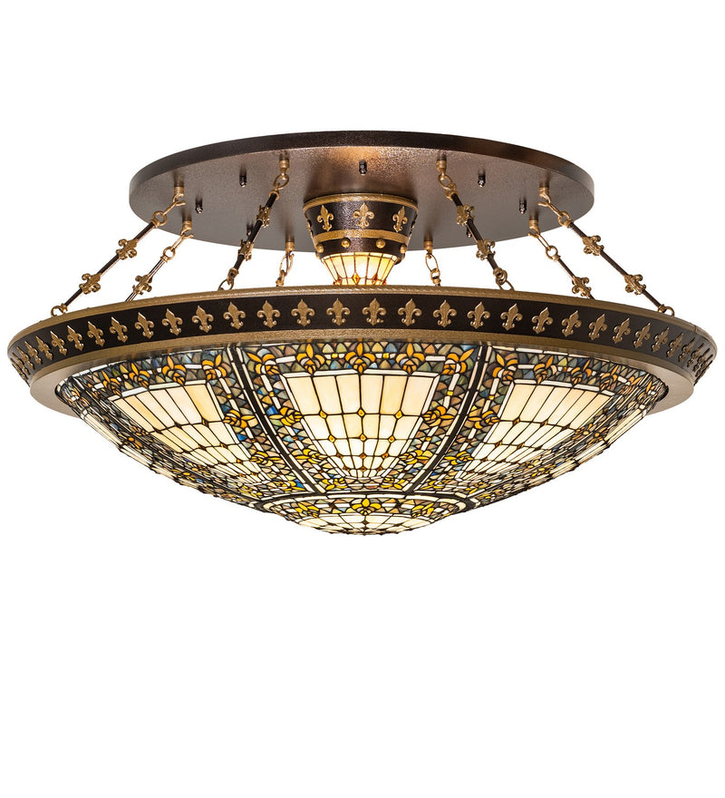 Meyda Tiffany 259026 Ten Light Semi-Flushmount, Copper Vein And Nu Gold