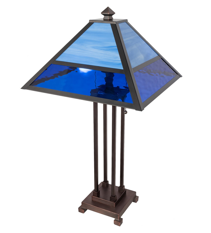 Meyda Tiffany 264614 Two Light Table Lamp, Craftsman Brown,Mahogany Bronze