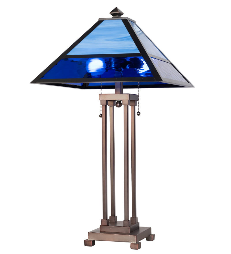 Meyda Tiffany 264614 Two Light Table Lamp, Craftsman Brown,Mahogany Bronze