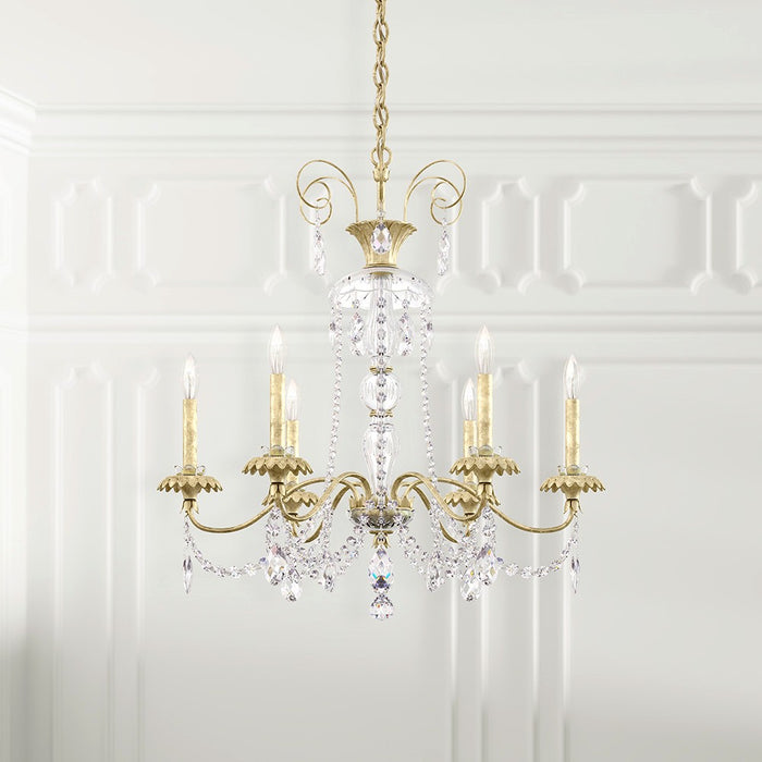 Schonbek AT1006N-44H Six Light Chandelier, Heirloom Silver