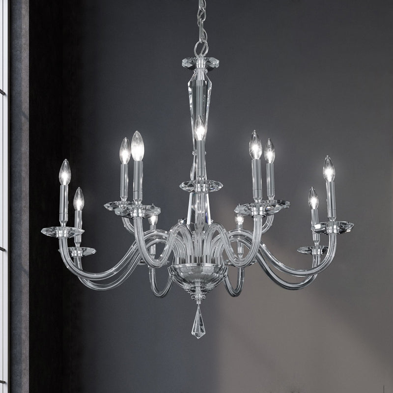 Schonbek S9235-702O 12 Light Chandelier, Polished Chrome