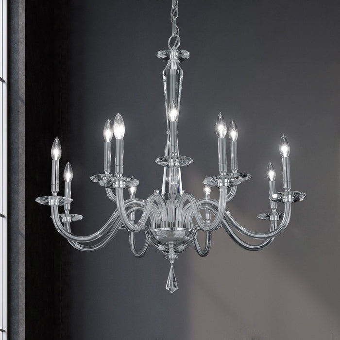 Schonbek S9235-702O 12 Light Chandelier, Polished Chrome