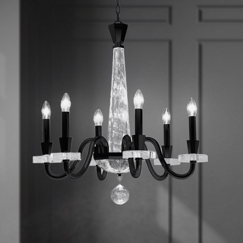 Schonbek S9327-48OH Six Light Chandelier, Antique Silver