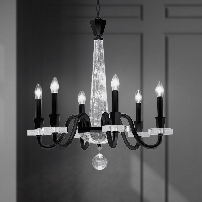 Schonbek S9327-48OH Six Light Chandelier, Antique Silver