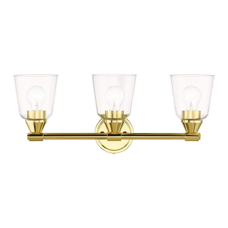 Livex Lighting 16783-02 Three Light Vanity Sconce, Polished Brass
