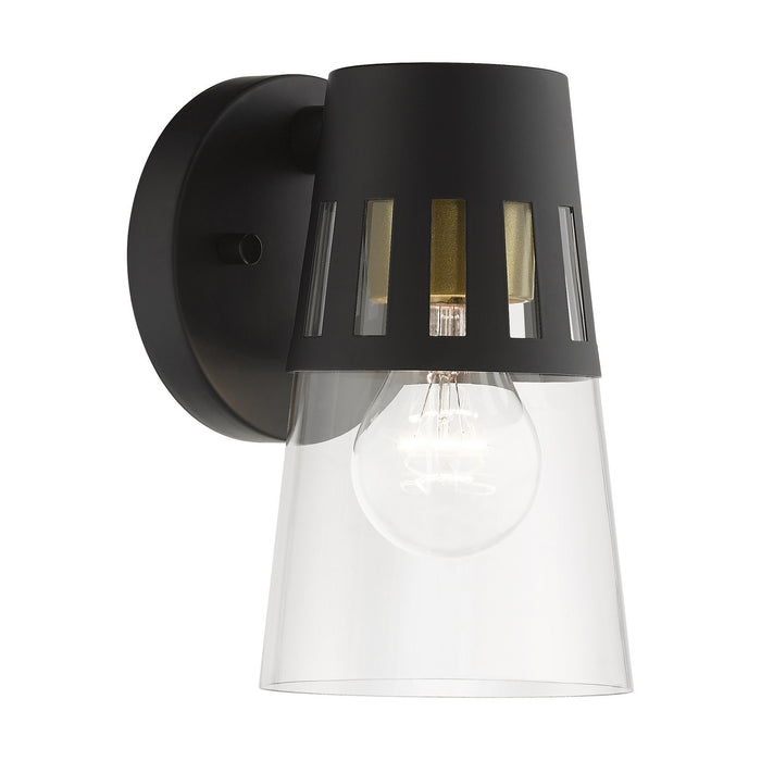 Livex Lighting 27971-04 One Light Outdoor Wall Lantern, Black with Soft Gold