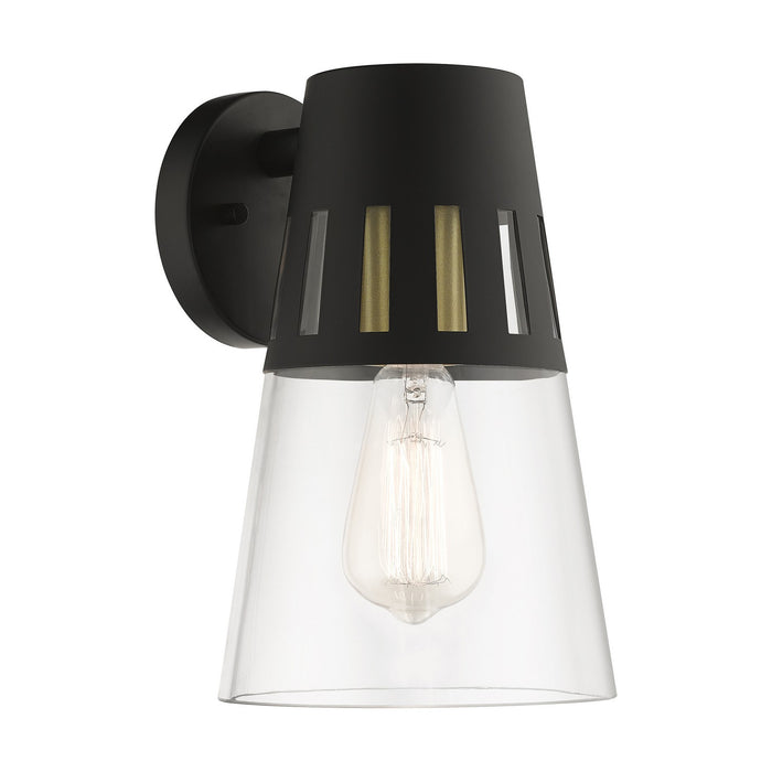 Livex Lighting 27972-04 One Light Outdoor Wall Lantern, Black with Soft Gold
