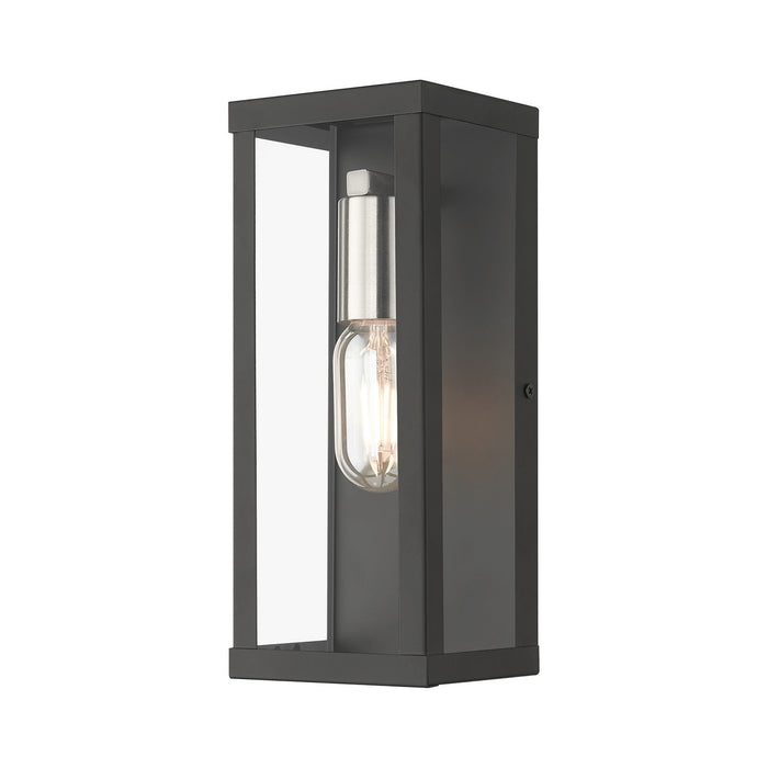 Livex Lighting 28032-04 One Light Outdoor Wall Lantern, Black with Brushed Nickel