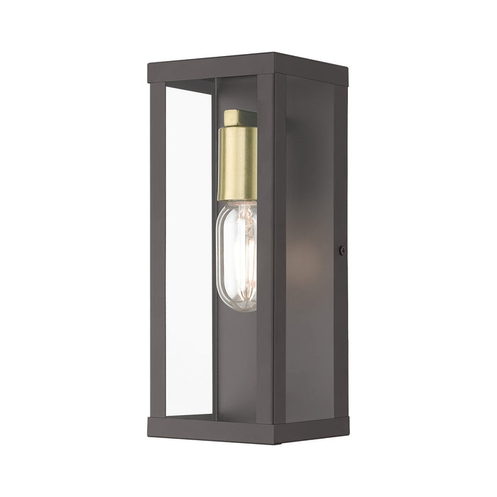 Livex Lighting 28032-07 One Light Outdoor Wall Lantern, Bronze with Antique Gold