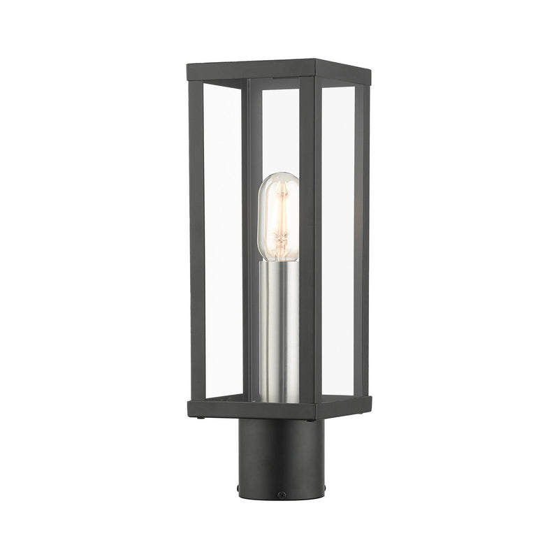 Livex Lighting 28034-04 One Light Outdoor Post Top Lantern, Black with Brushed Nickel