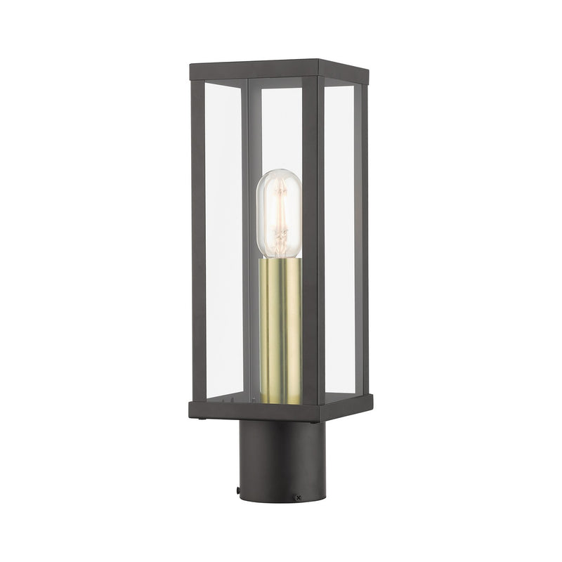 Livex Lighting 28034-07 One Light Outdoor Post Top Lantern, Bronze with Antique Gold
