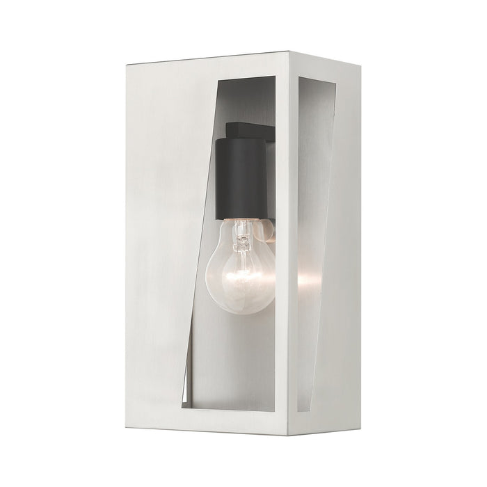 Livex Lighting 28932-91 One Light Outdoor Wall Lantern, Brushed Nickel with Black and Brushed Nickel Stainless Steel