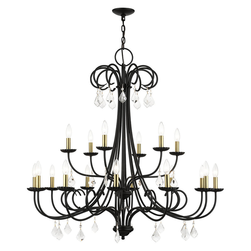 Livex Lighting 40870-04 18 Light Chandelier, Black with Antique Brass