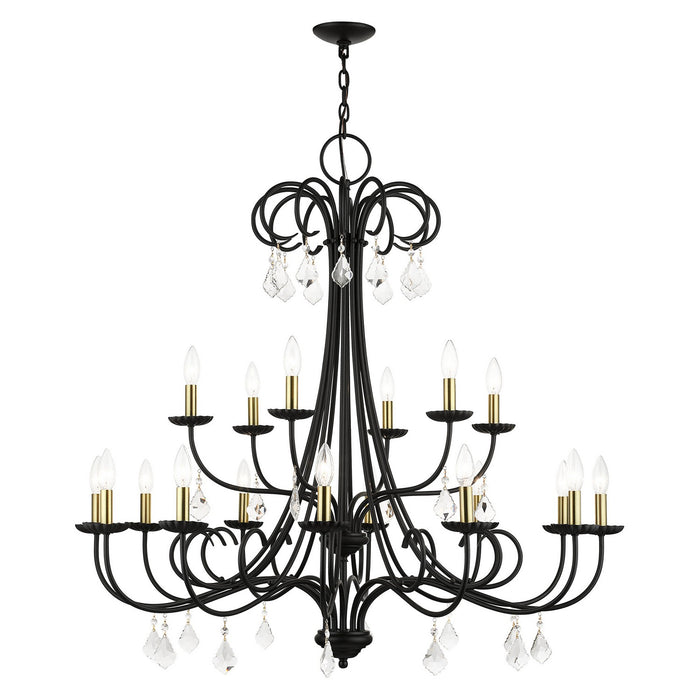 Livex Lighting 40870-04 18 Light Chandelier, Black with Antique Brass