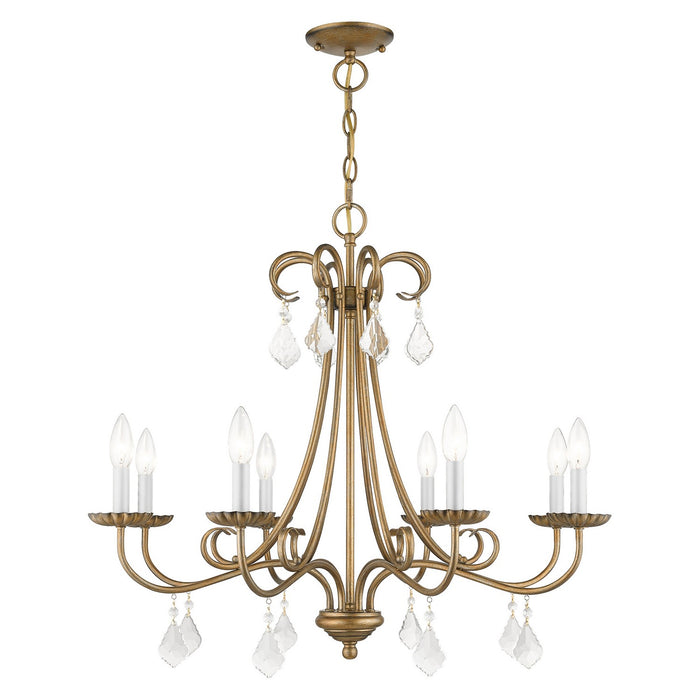 Livex Lighting 40878-48 Eight Light Chandelier, Antique Gold Leaf