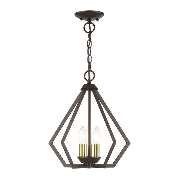 Livex Lighting 40923-92 Three Light Semi-Flush / Pendant, English Bronze with Antique Brass