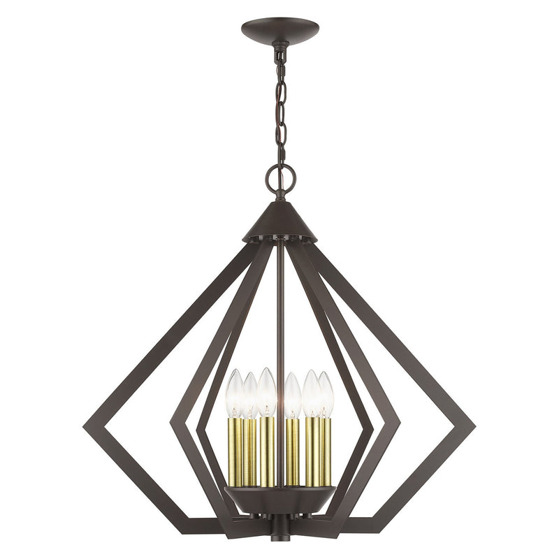 Livex Lighting 40926-92 Six Light Chandelier, English Bronze with Antique Brass