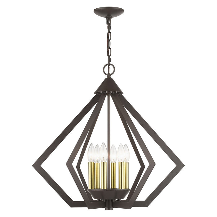 Livex Lighting 40926-92 Six Light Chandelier, English Bronze with Antique Brass