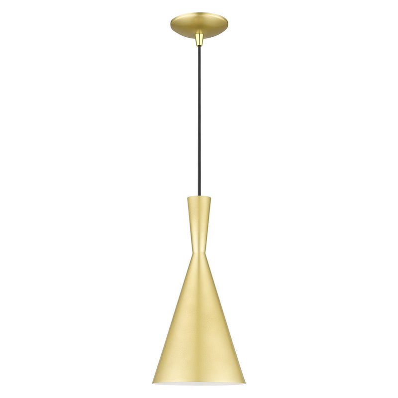 Livex Lighting 41185-33 One Light Pendant, Soft Gold with Polished Brass