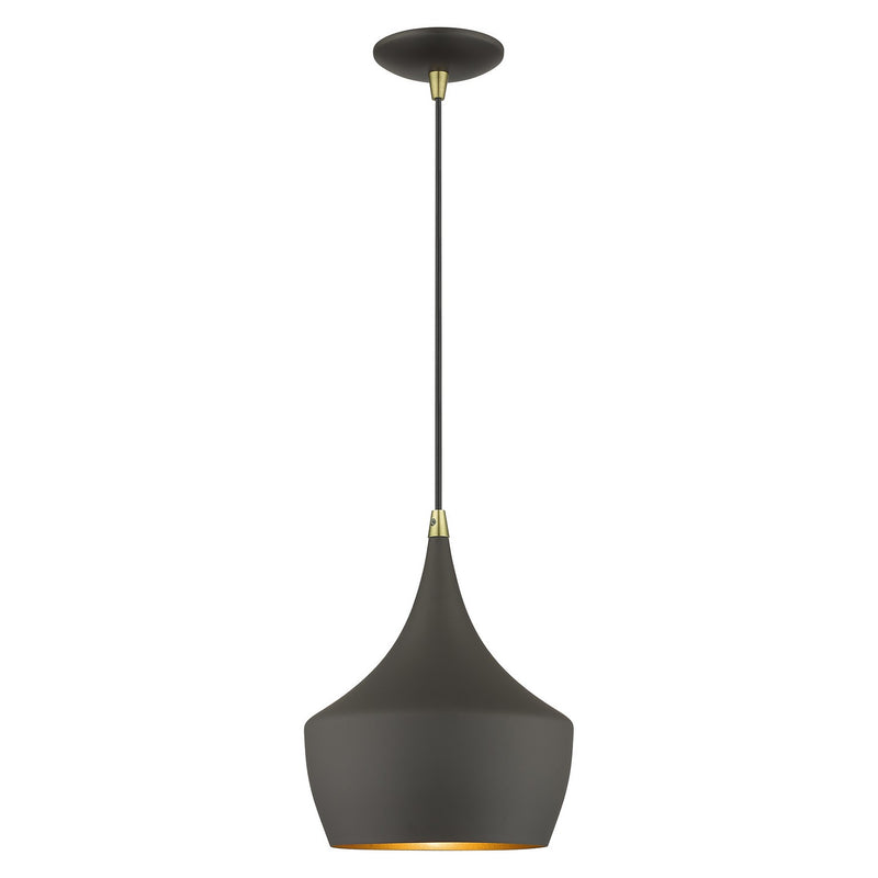 Livex Lighting 41186-07 One Light Pendant, Bronze with Antique Brass