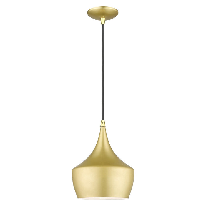Livex Lighting 41186-33 One Light Pendant, Soft Gold with Polished Brass