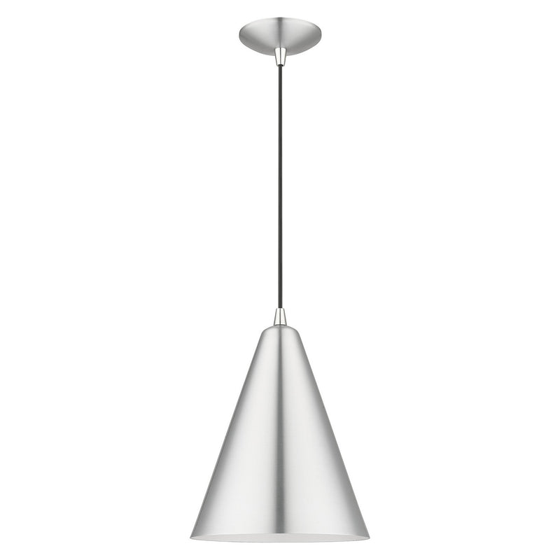 Livex Lighting 41492-66 One Light Pendant, Brushed Aluminum with Polished Chrome