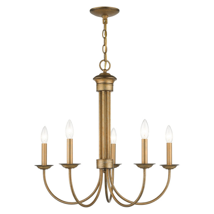 Livex Lighting 42685-48 Five Light Chandelier, Antique Gold Leaf