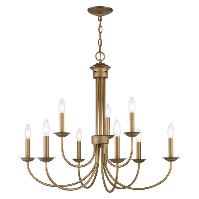 Livex Lighting 42687-48 Nine Light Chandelier, Antique Gold Leaf