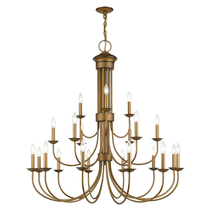 Livex Lighting 42688-48 21 Light Chandelier, Antique Gold Leaf
