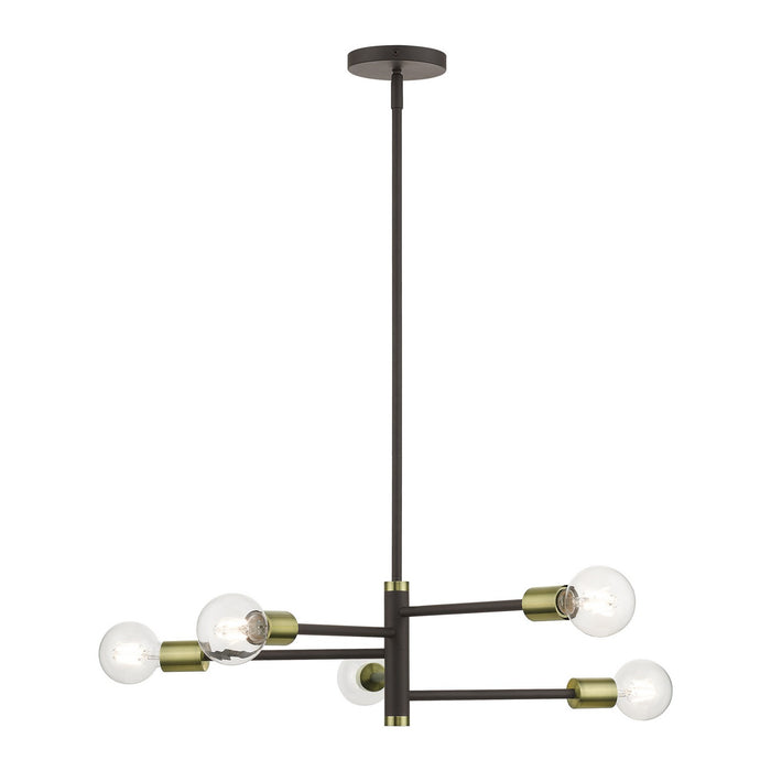 Livex Lighting 45865-07 Five Light Chandelier, Bronze with Antique Brass
